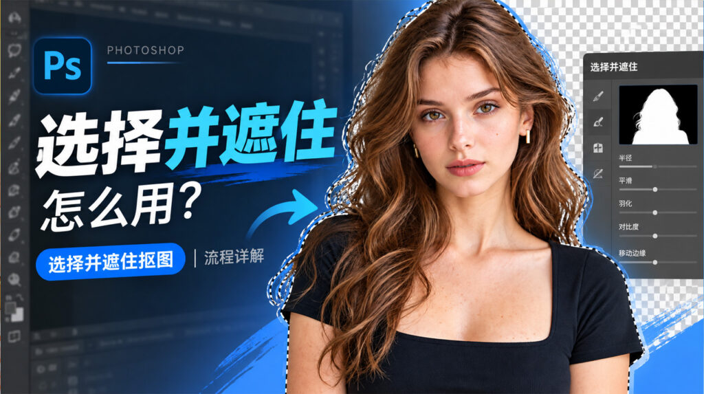 ps选择并遮住怎么用？选择并遮住抠图 4 步流程