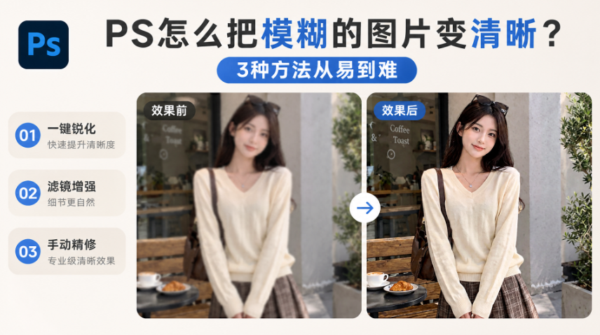 PS怎么把模糊的图片变清晰？3种方法从易到难