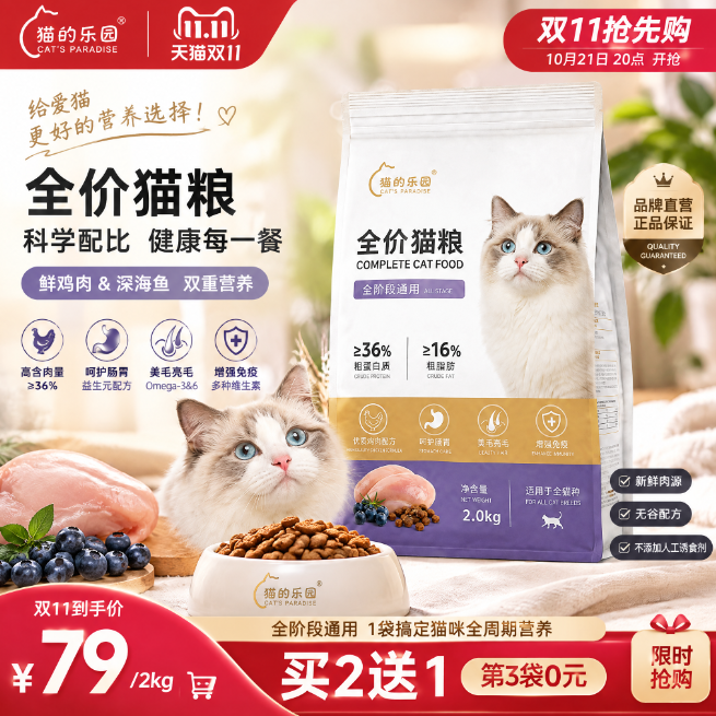 双11猫粮促销主图缩到手机端尺寸预览确认产品突出后导出成品