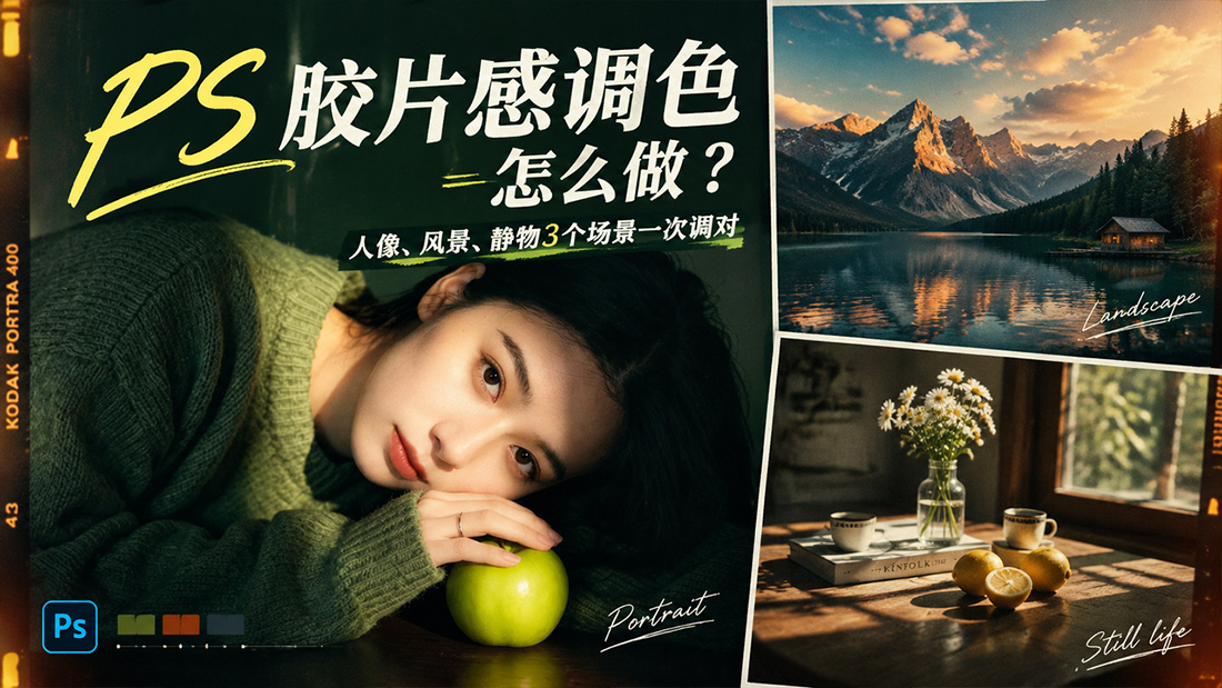 PS胶片感调色怎么做？人像、风景、静物3个场景一次调对