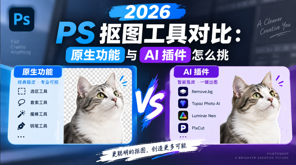 2026 PS 抠图工具对比：原生功能与 AI 插件怎么挑