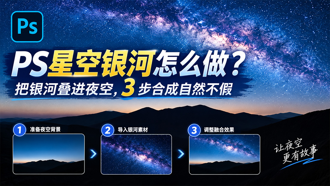 PS星空银河怎么做？把银河叠进夜空，3 步合成自然不假