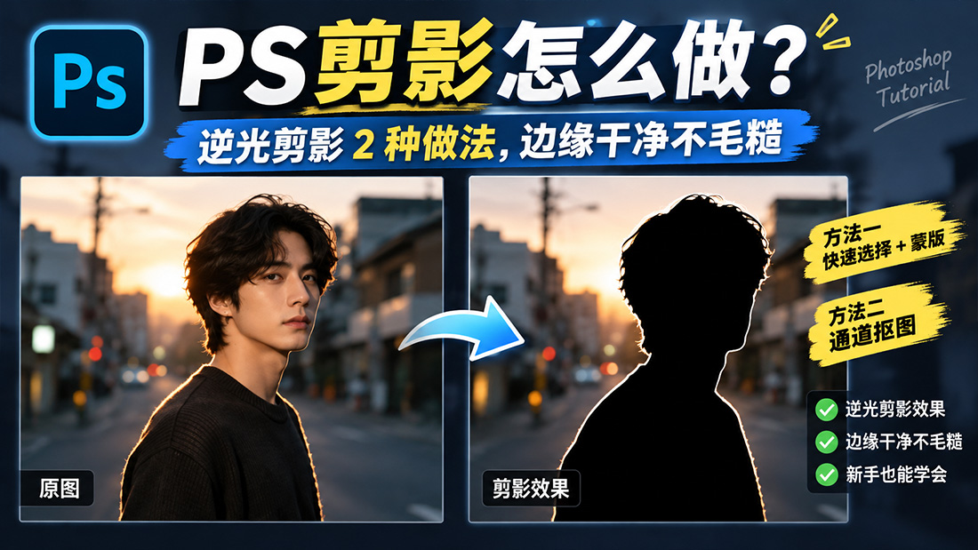 PS剪影怎么做？逆光剪影 2 种做法，边缘干净不毛糙
