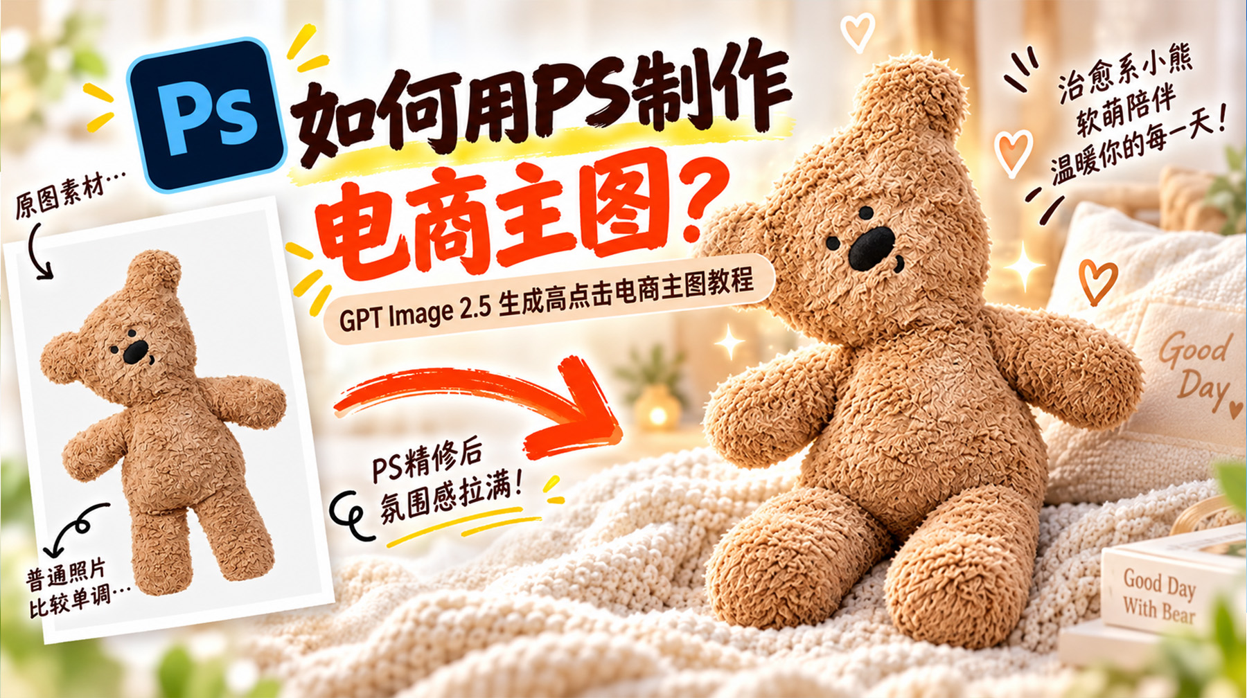 如何用PS制作电商主图？GPT Image 2.5 生成高点击电商主图教程