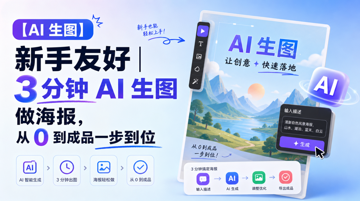【AI 生图】新手友好｜3 分钟 AI 生图做海报，从 0 到成品一步到位
