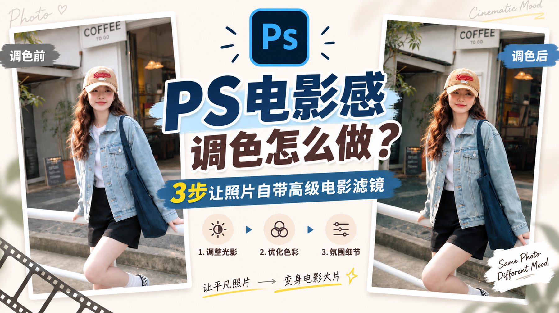 PS电影感调色怎么做？3步让照片自带高级电影滤镜