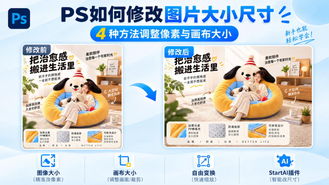 PS 修改图片尺寸怎么做？3 种方法调整大小不变形（2026 教程）