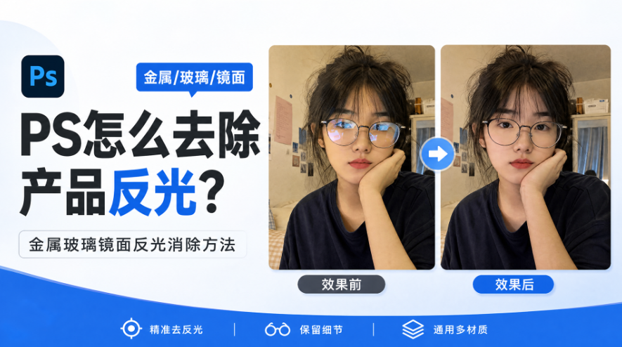 PS怎么去除产品反光?金属玻璃镜面反光消除方法