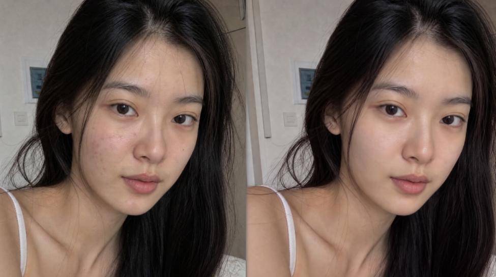 PS人像磨皮后缩放对比检查皮肤质感与毛孔