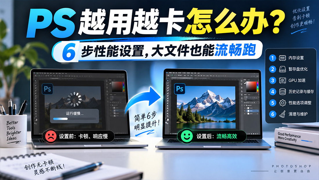 PS越用越卡怎么办？6 步性能设置，大文件也能流畅跑