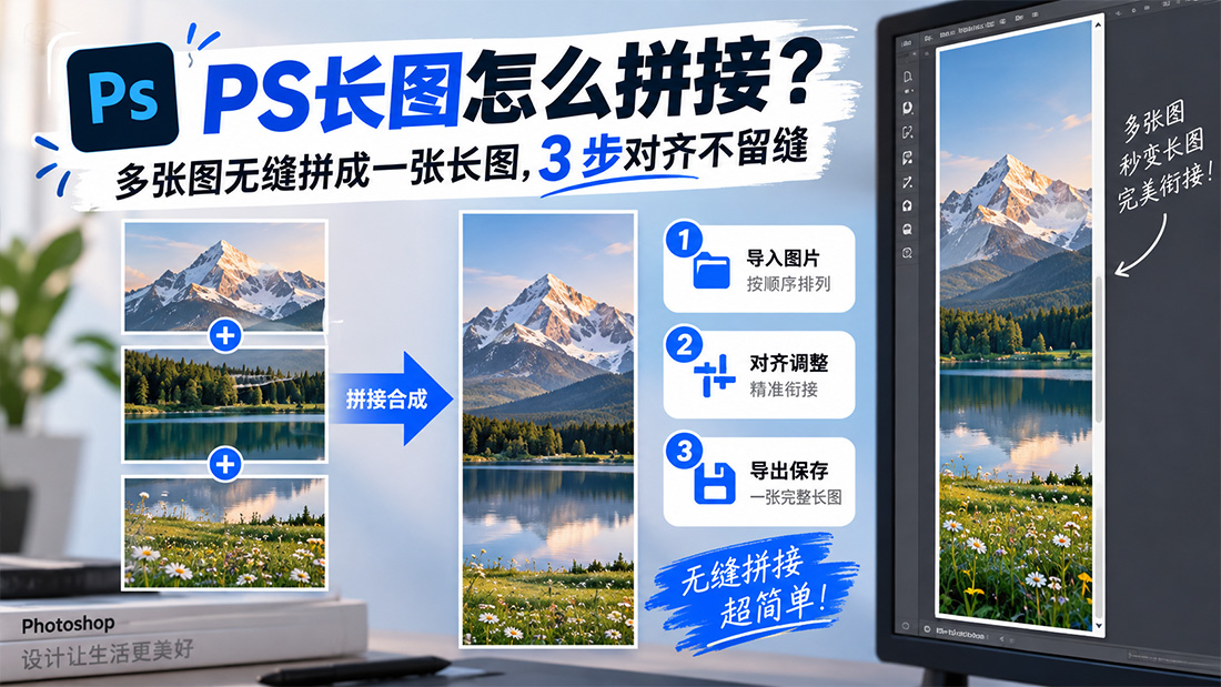 PS长图怎么拼接？多张图无缝拼成一张长图，3 步对齐不留缝