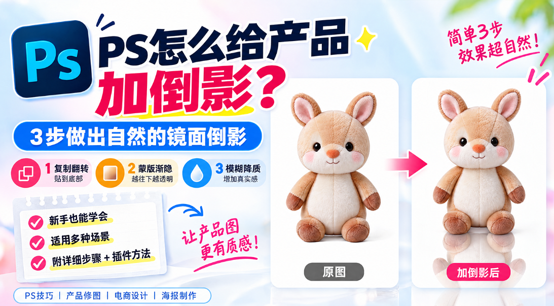 PS 倒影怎么做？3 步轻松做出产品倒影