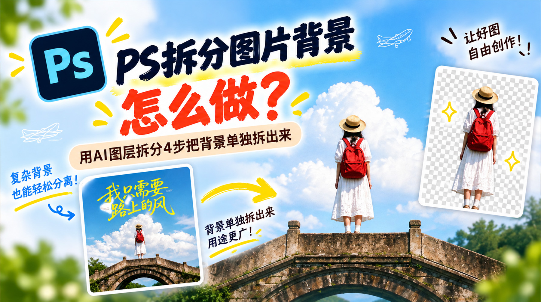PS拆分图片背景怎么做？AI图层拆分4步把背景单独拆出来