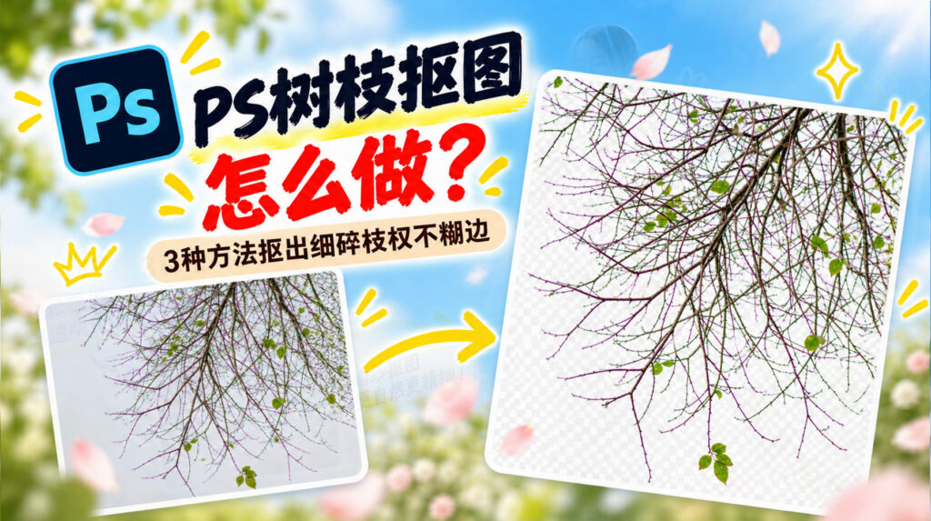 PS树枝抠图怎么做？3种方法抠出细碎枝杈不糊边