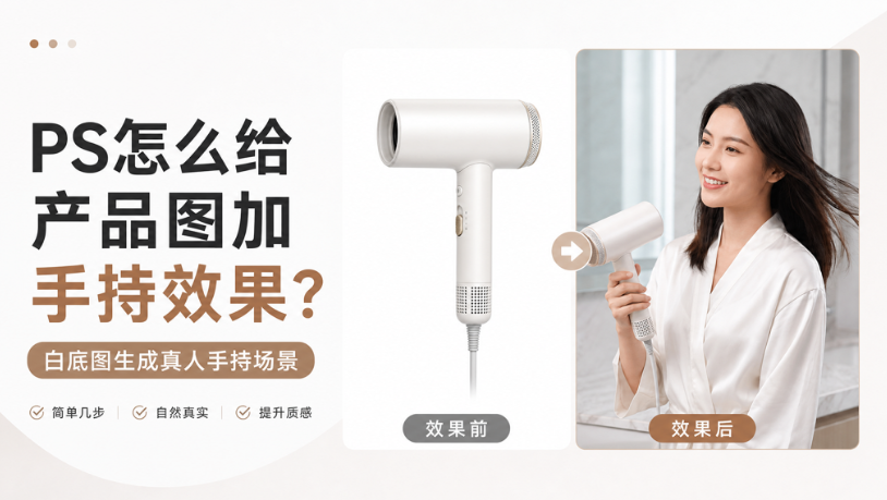 PS怎么给产品图加手持效果？白底图生成真人手持场景