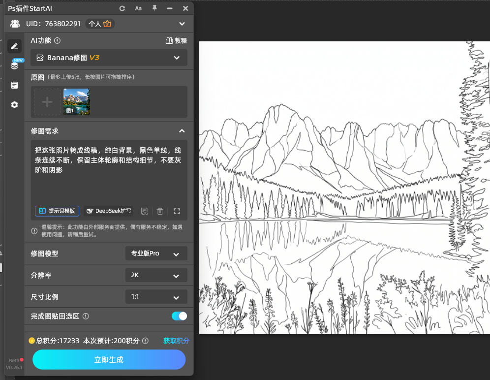 参数选 Pro 专业版、分辨率 2K,