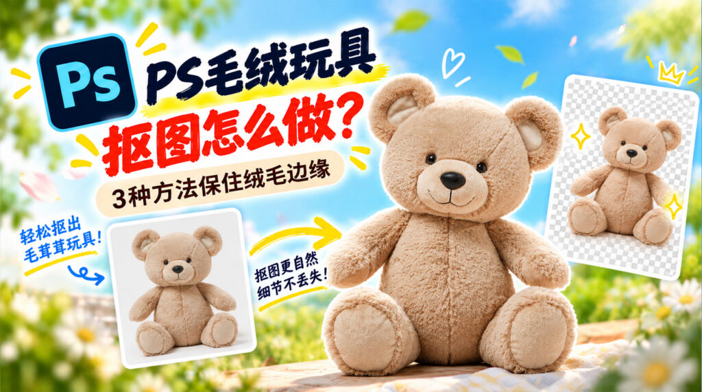 PS毛绒玩具抠图怎么做？3种方法保住绒毛边缘