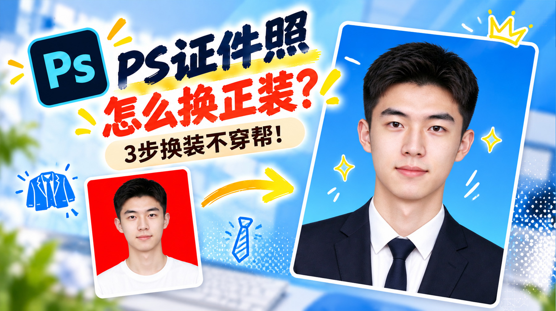 PS证件照怎么换正装？3步换装不穿帮