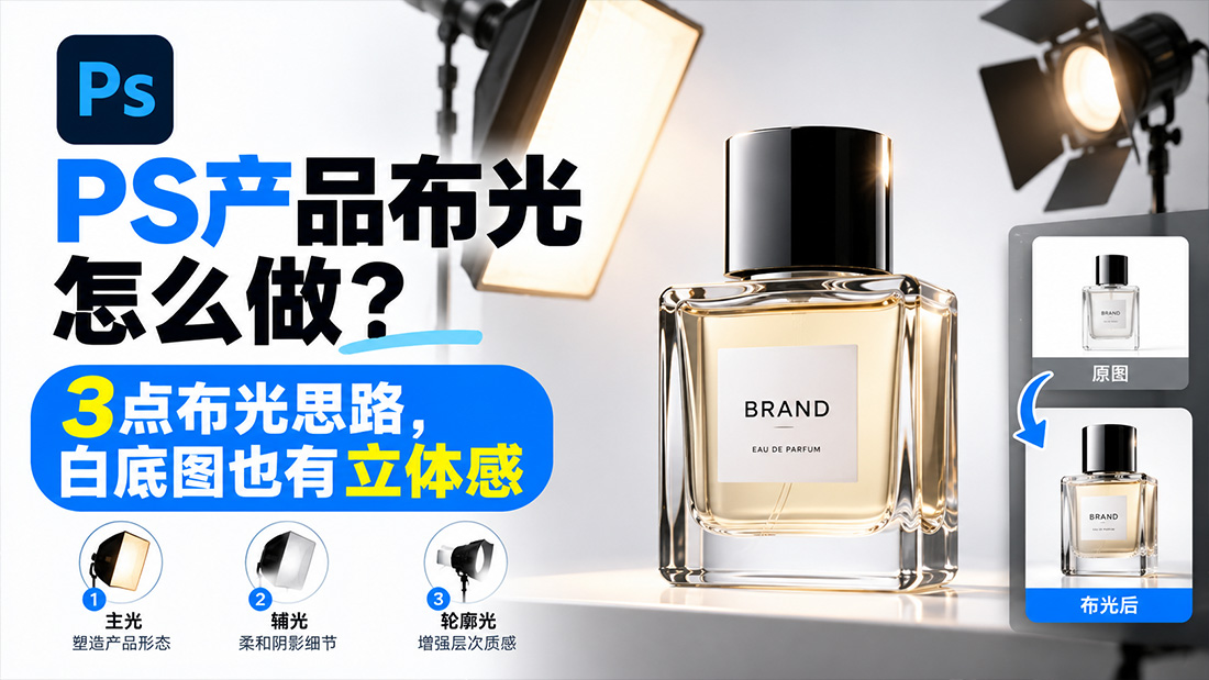 PS产品布光怎么做？3点布光思路，白底图也有立体感