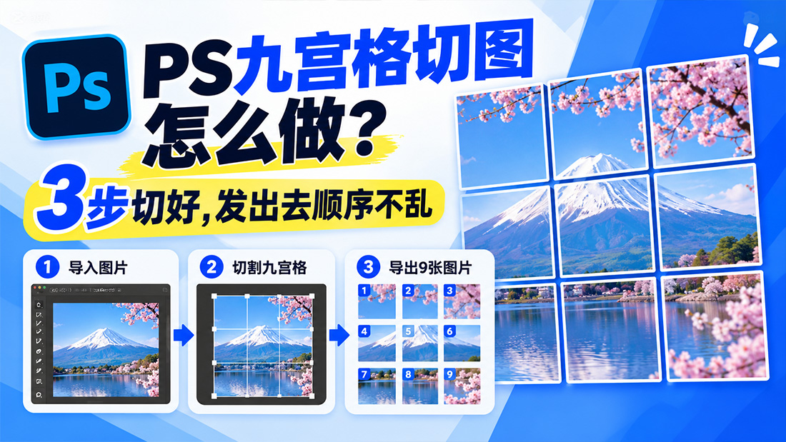 PS九宫格切图怎么做？3步切好，发出去顺序不乱