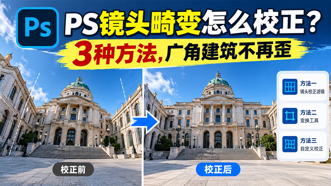 PS镜头畸变怎么校正？3种方法，广角建筑不再歪