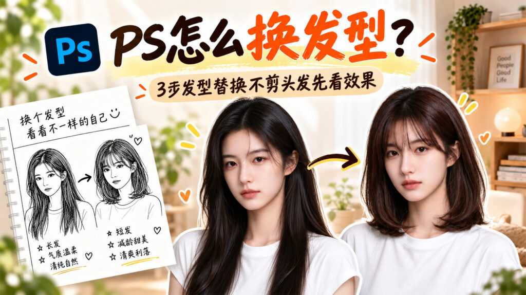PS怎么换发型?3步发型替换不剪头发先看效果