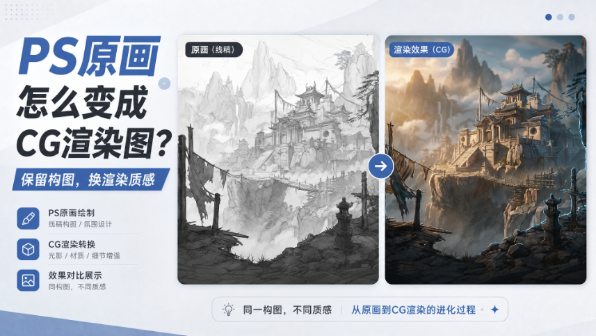 PS原画怎么变成CG渲染图？保留构图换渲染质感