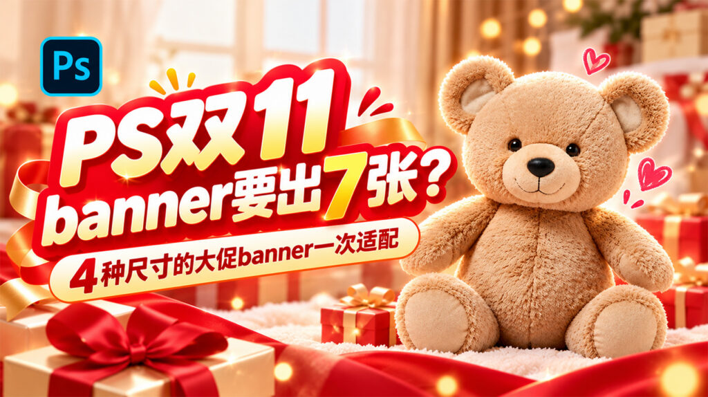 PS双11banner要出7张？4种尺寸的大促banner一次适配