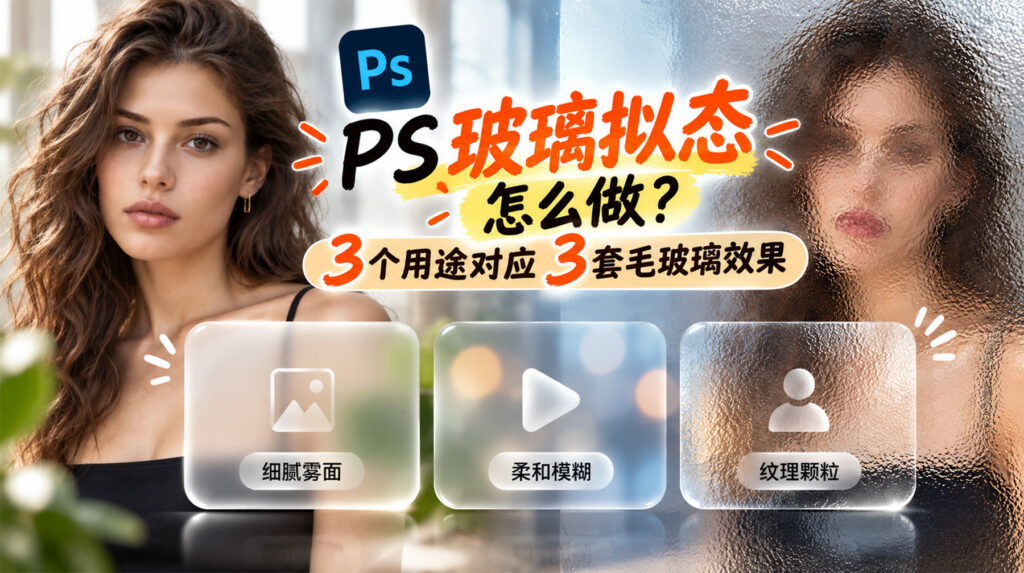 PS玻璃拟态怎么做?3个用途对应3套毛玻璃效果