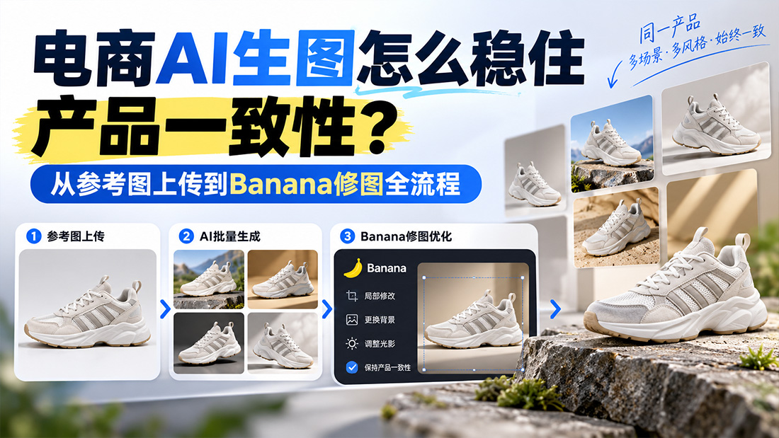 电商AI生图怎么稳住产品一致性？从参考图上传到Banana修图全流程