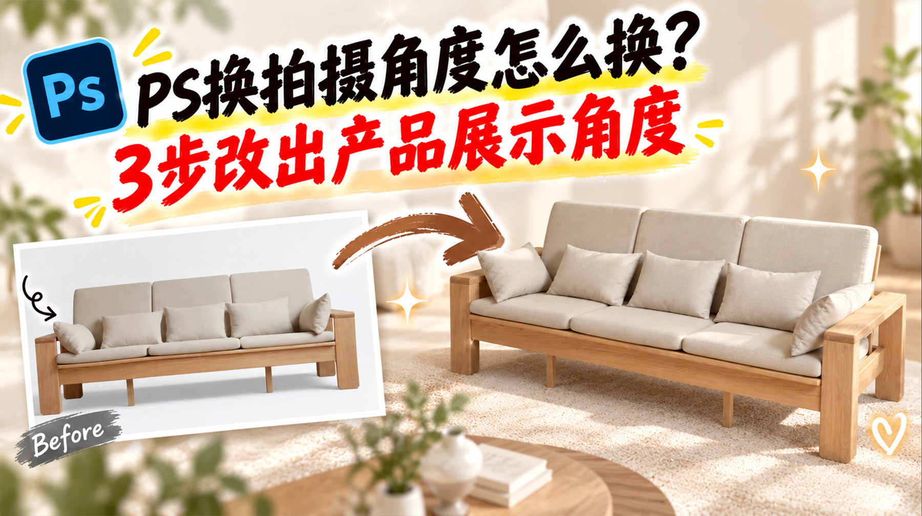 PS换拍摄角度怎么换？3 步改出产品展示角度