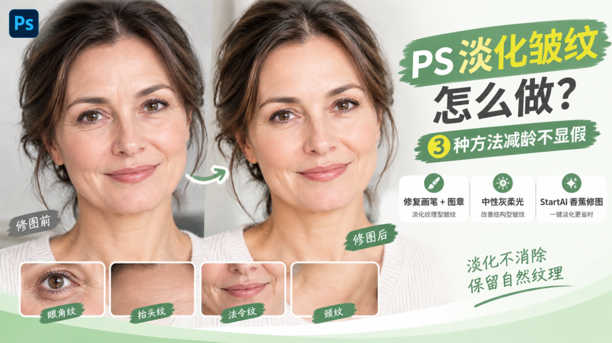 PS 淡化皱纹怎么做？3 种方法减龄不显假