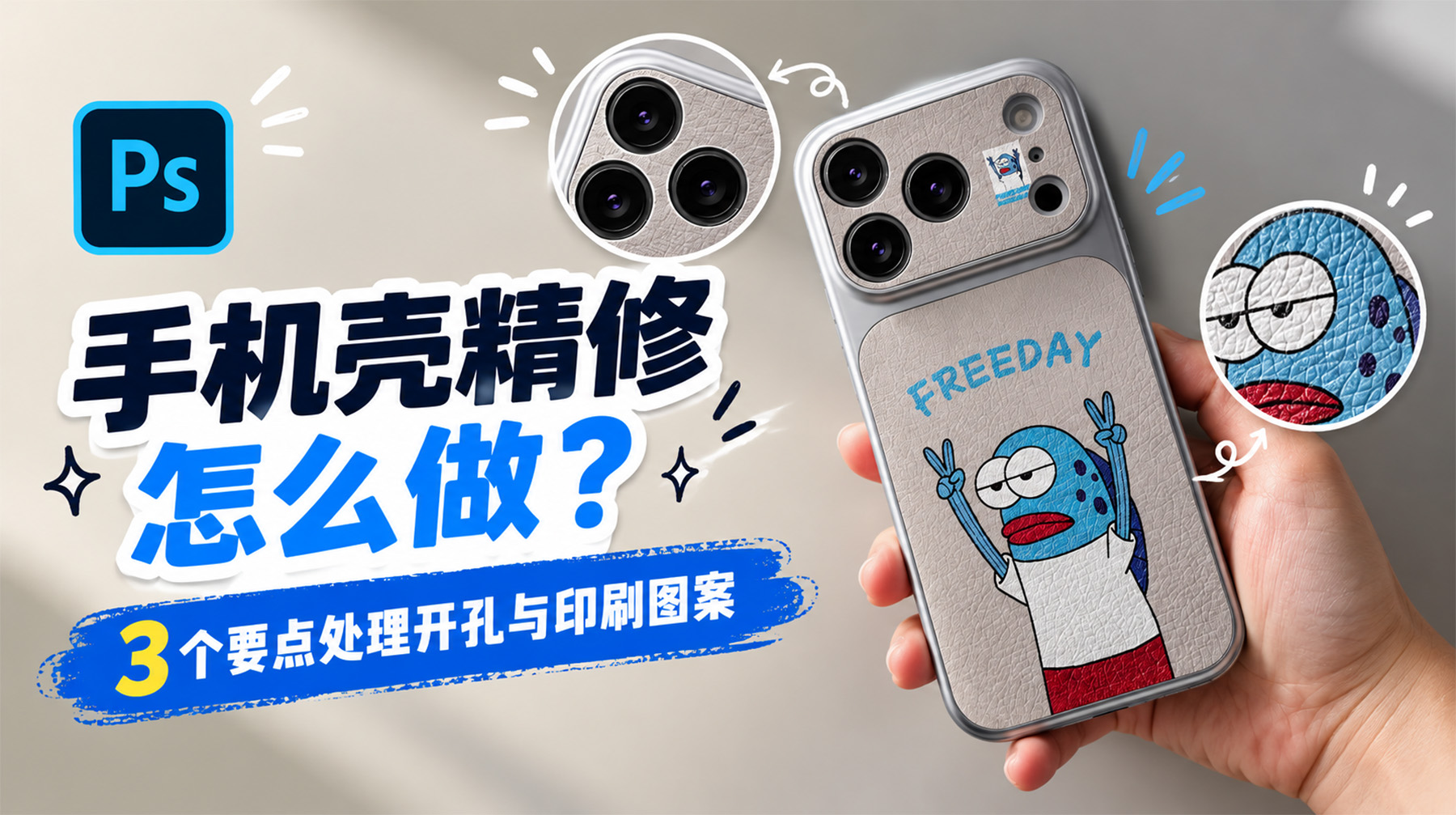 PS手机壳精修怎么做？3 个要点处理开孔与印刷图案