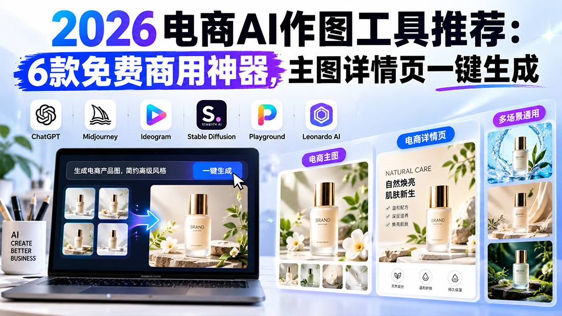 2026电商AI作图工具推荐：6款免费商用神器，主图详情页一键生成
