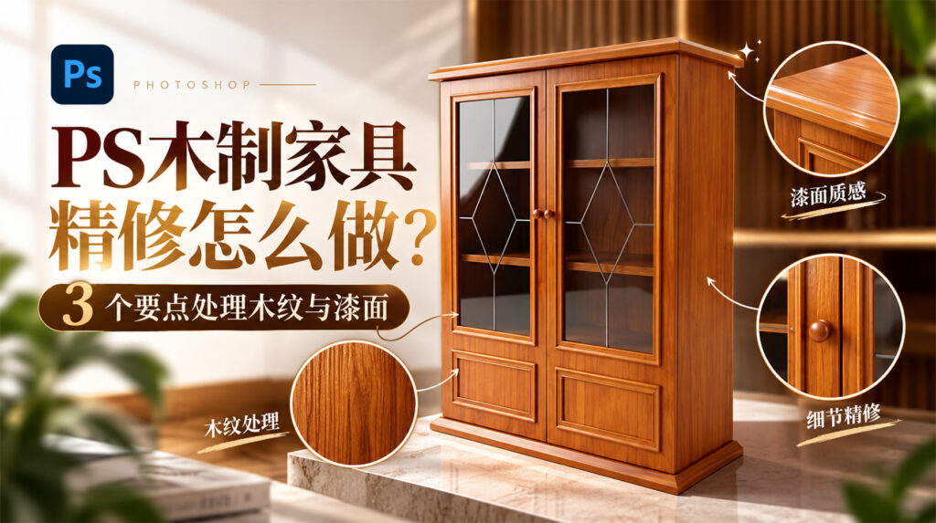 PS木制家具精修怎么做？3 个要点处理木纹与漆面