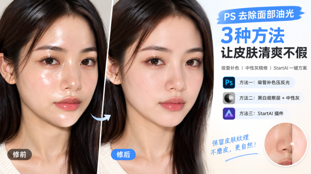 PS 去除面部油光怎么做？3 种方法让皮肤清爽不假