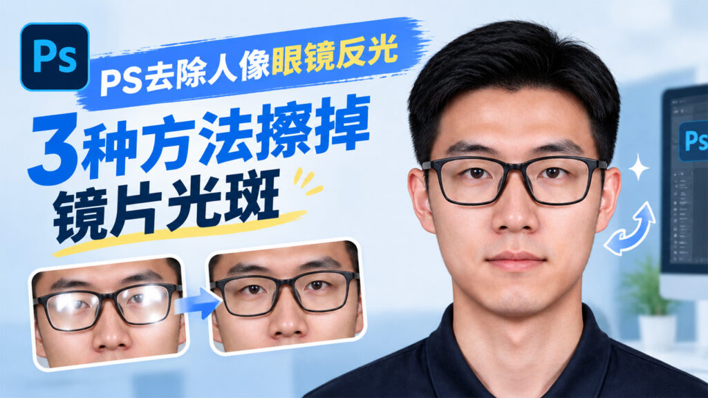 PS去除人像眼镜反光怎么做？3种方法擦掉镜片光斑