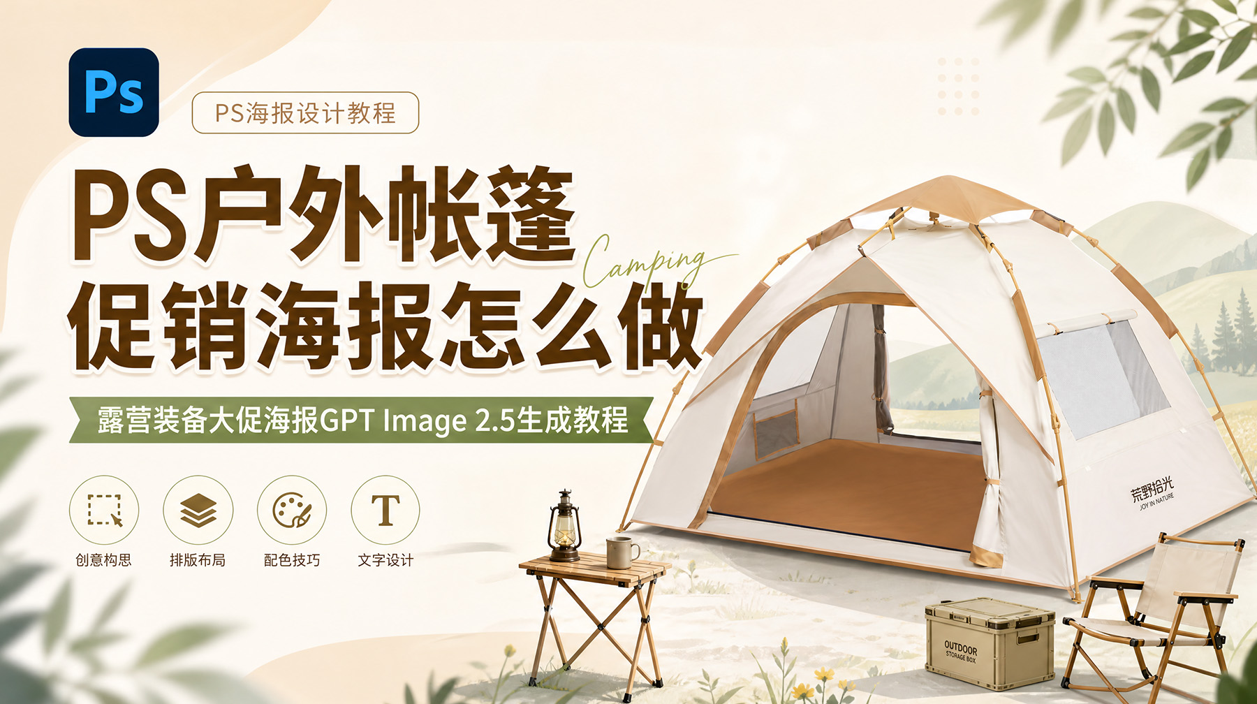 PS户外帐篷促销海报怎么做？露营装备大促海报GPT Image 2.5生成教程