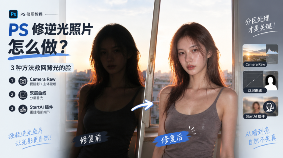 PS 修逆光照片怎么做？3 种方法救回背光的脸