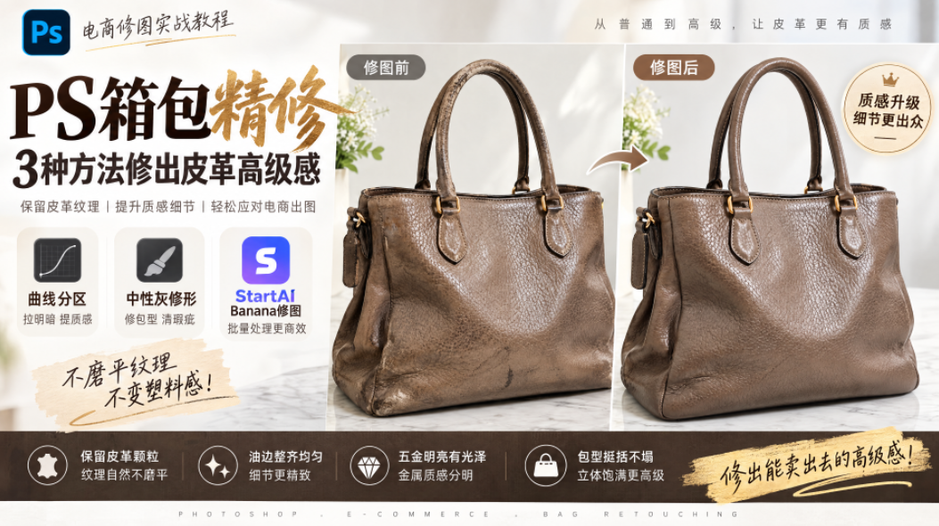 PS 箱包精修怎么做？3 种方法修出皮革高级感