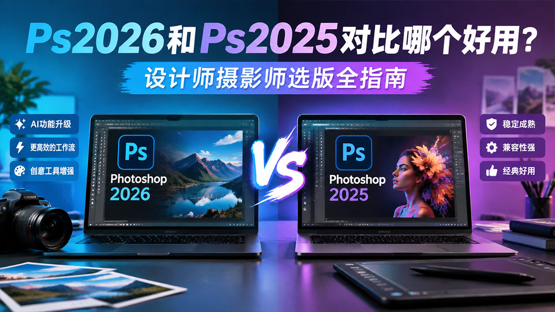 Ps2026和Ps2025对比哪个好用？设计师摄影师选版全指南