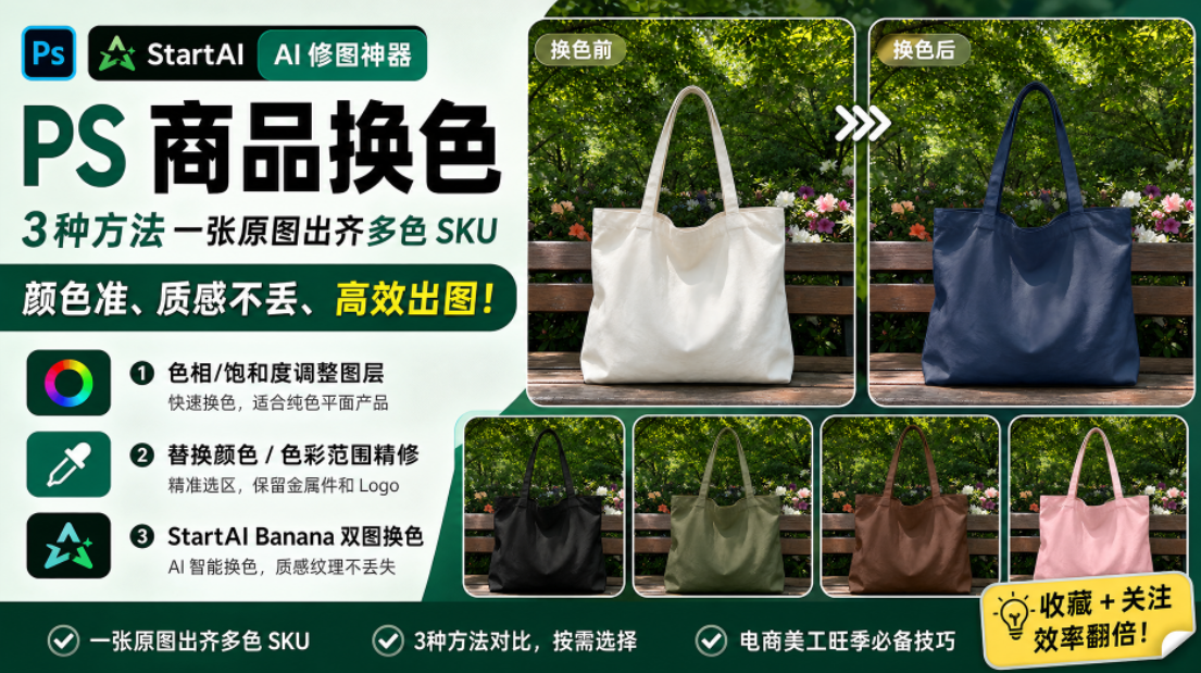 PS 商品换色怎么做？3 种方法一张原图出齐多色 SKU