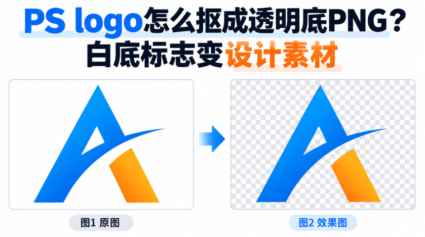 PS logo怎么抠成透明底PNG？白底标志变设计素材