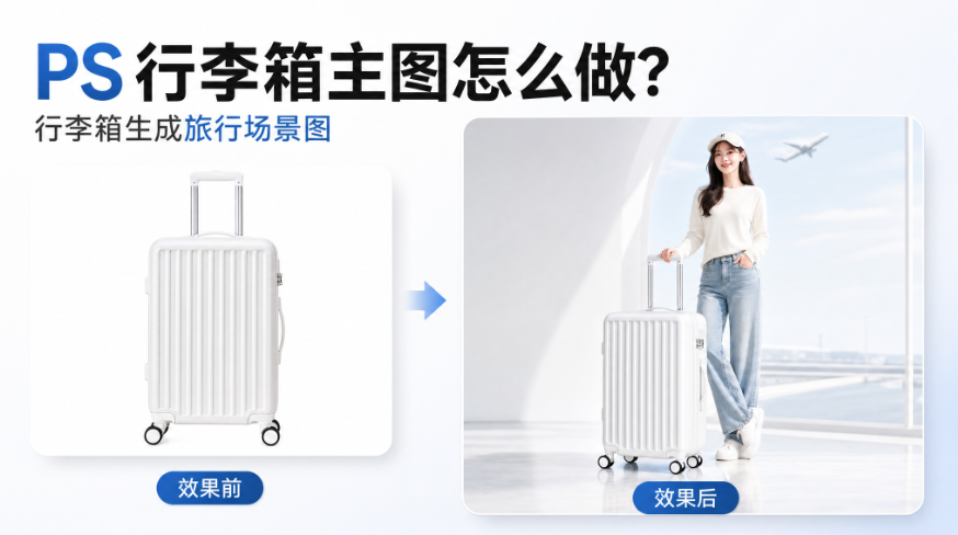 PS行李箱主图怎么做？行李箱生成旅行场景图