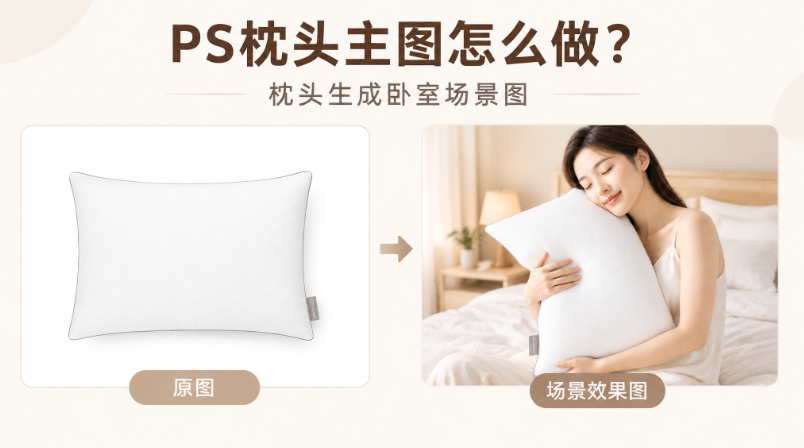 PS枕头主图怎么做?枕头生成卧室场景图